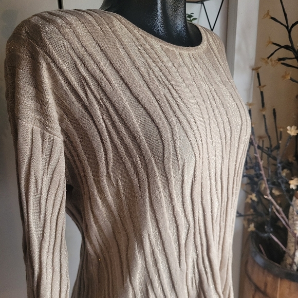 Chico's Traveller's Collection Tan Texture Cropped Sleeve Tunic L - Picture 3 of 7